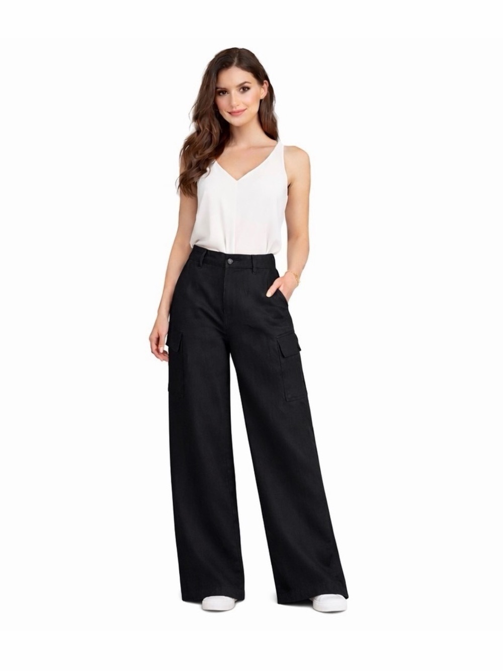 LOFT Black Cargo Wide Leg Pants